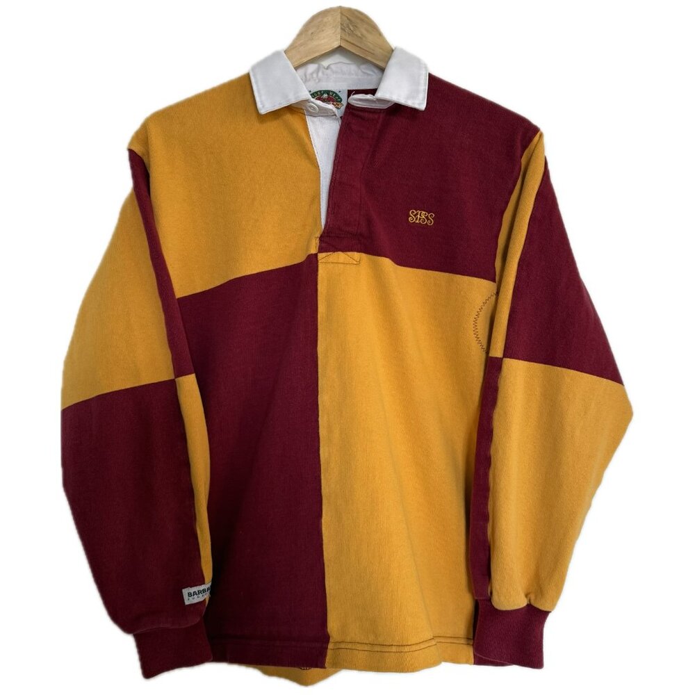 Barbarian Rugby Shirt Men Small Maroon Gold Colorblock Varsity Football Academia